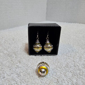 Women's Unbranded Earrings One Size Silver Yellow Lantern Drop